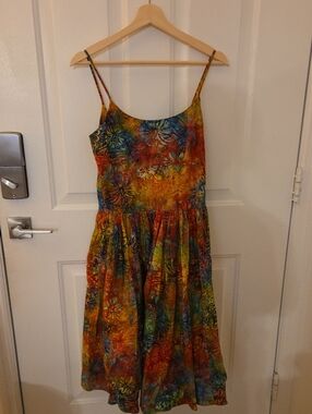 RARE Bernie Dexter Multicolor Hibiscus Floral Tie-Dye  Dress